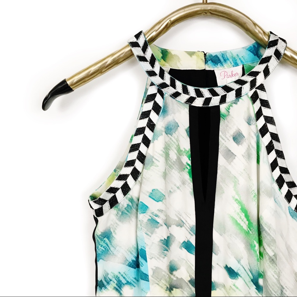 Parker embroidered print dress